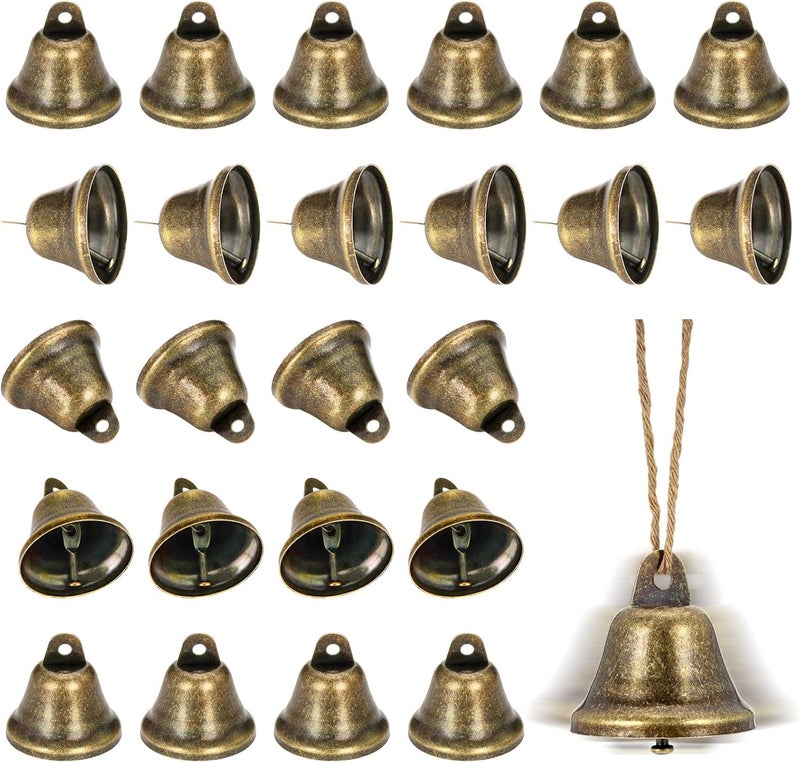 LIGHOON Craft Bells, 24 PCS Bronze Jingle Bells Vintage Bells (1.7" X 1.5") Small Brass Bells for Wind Chimes Housebreaking Making Dog Potty Training Doorbell Wedding Decor DIY Favor Crafts Christmas Tree - Image 1